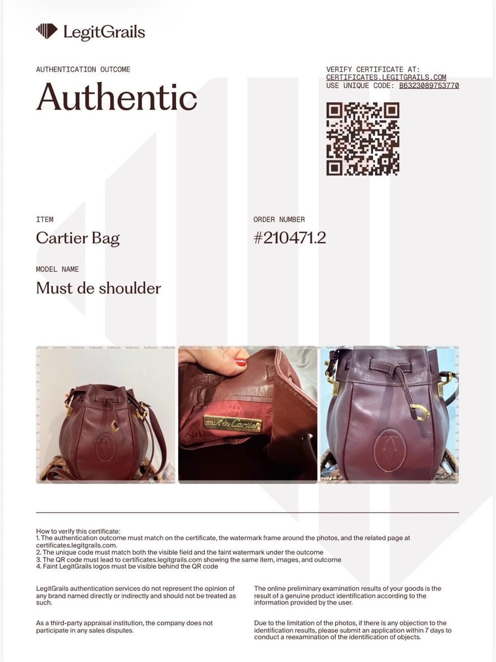 Vintage Must de Cartier Bordeaux Leather Drawstring Bucket Bag Gold Hardware - Picture 10 of 10